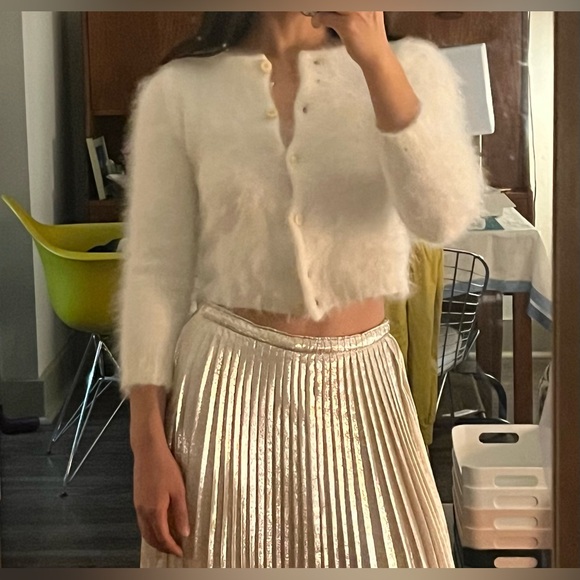 Angel mohair mini cropped cardigan off white ivory XS - Picture 3 of 11